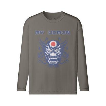 Vintage Langarmshirt im Streetwear look mit Japan Oni Mask print "My Demon"-ASIA-Shirts