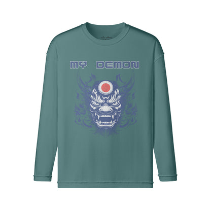 Vintage Langarmshirt im Streetwear look mit Japan Oni Mask print "My Demon"-ASIA-Shirts
