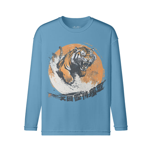 Vintage Langarmshirt im Streetwear look mit Japan Tiger print-ASIA-Shirts ASIA-Shirts