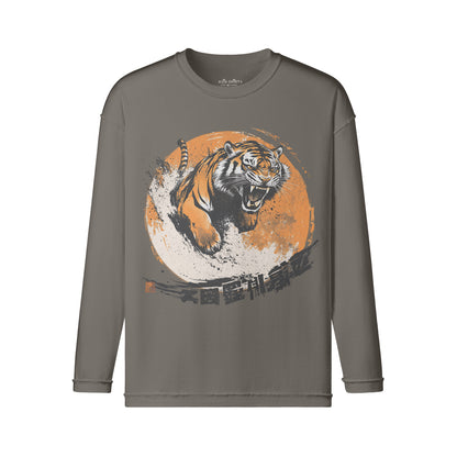 Vintage Langarmshirt im Streetwear look mit Japan Tiger print-ASIA-Shirts
