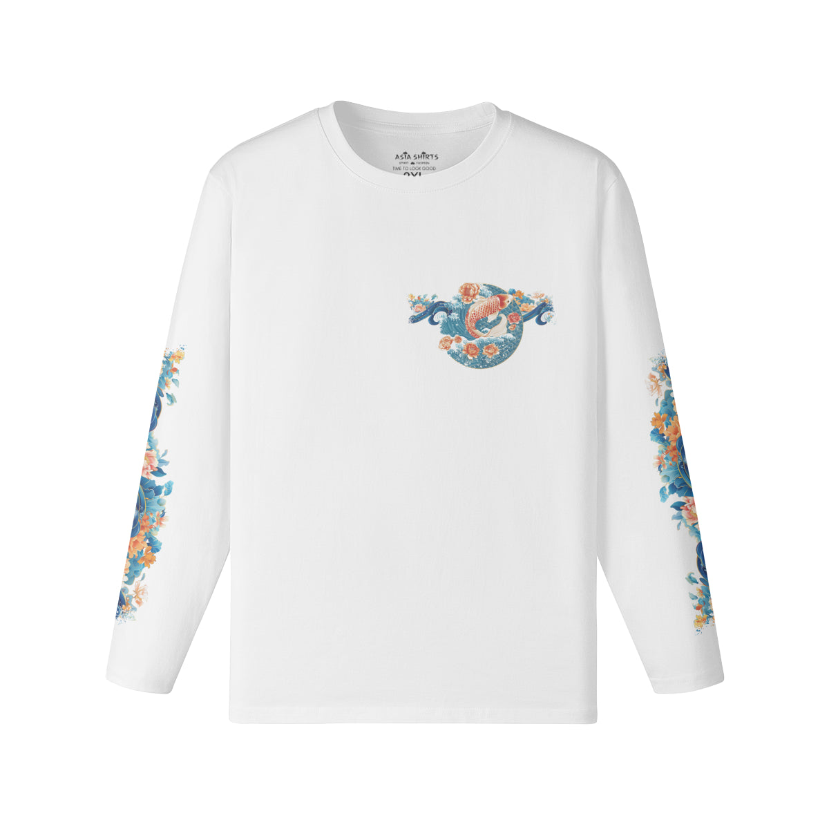 Langarmshirt mit Koi und Japan Wave print Bio-Baumwolle-ASIA-Shirts