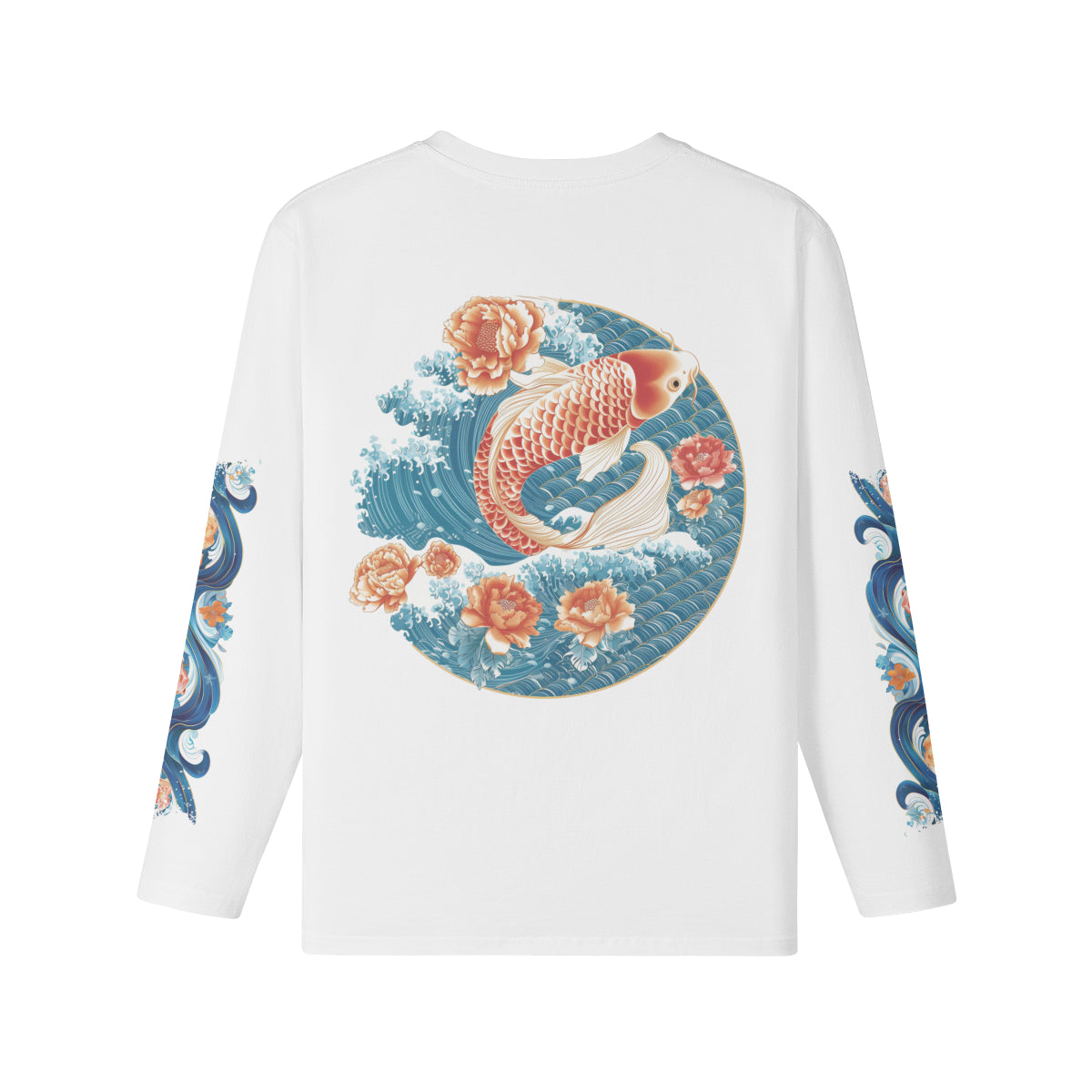 Langarmshirt mit Koi und Japan Wave print Bio-Baumwolle-ASIA-Shirts