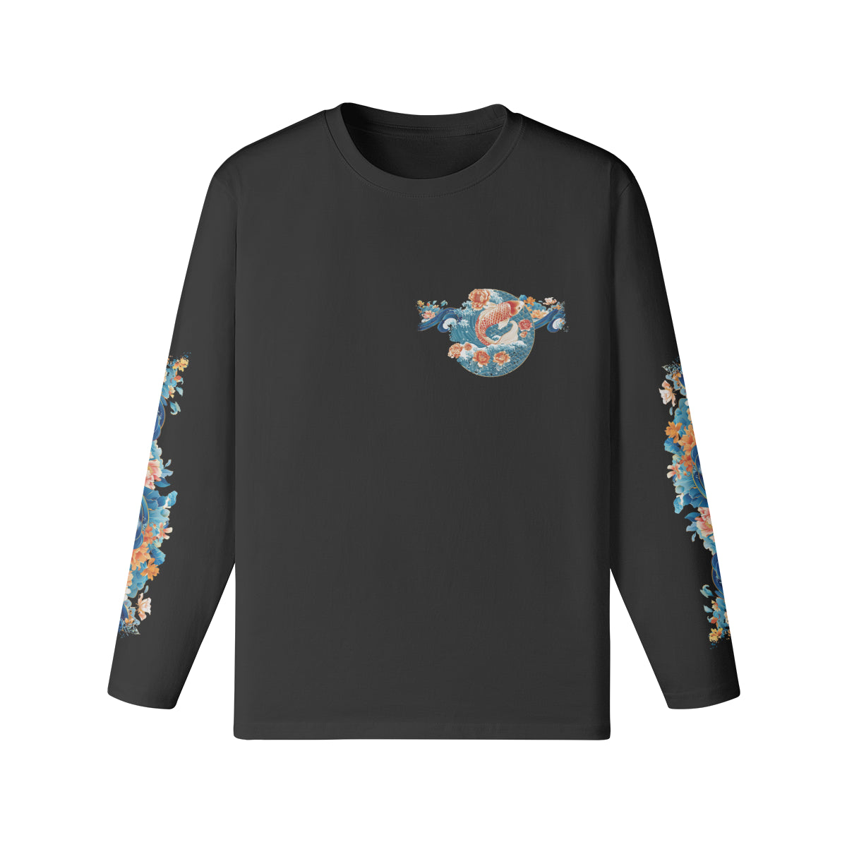Langarmshirt mit Koi und Japan Wave print Bio-Baumwolle-ASIA-Shirts