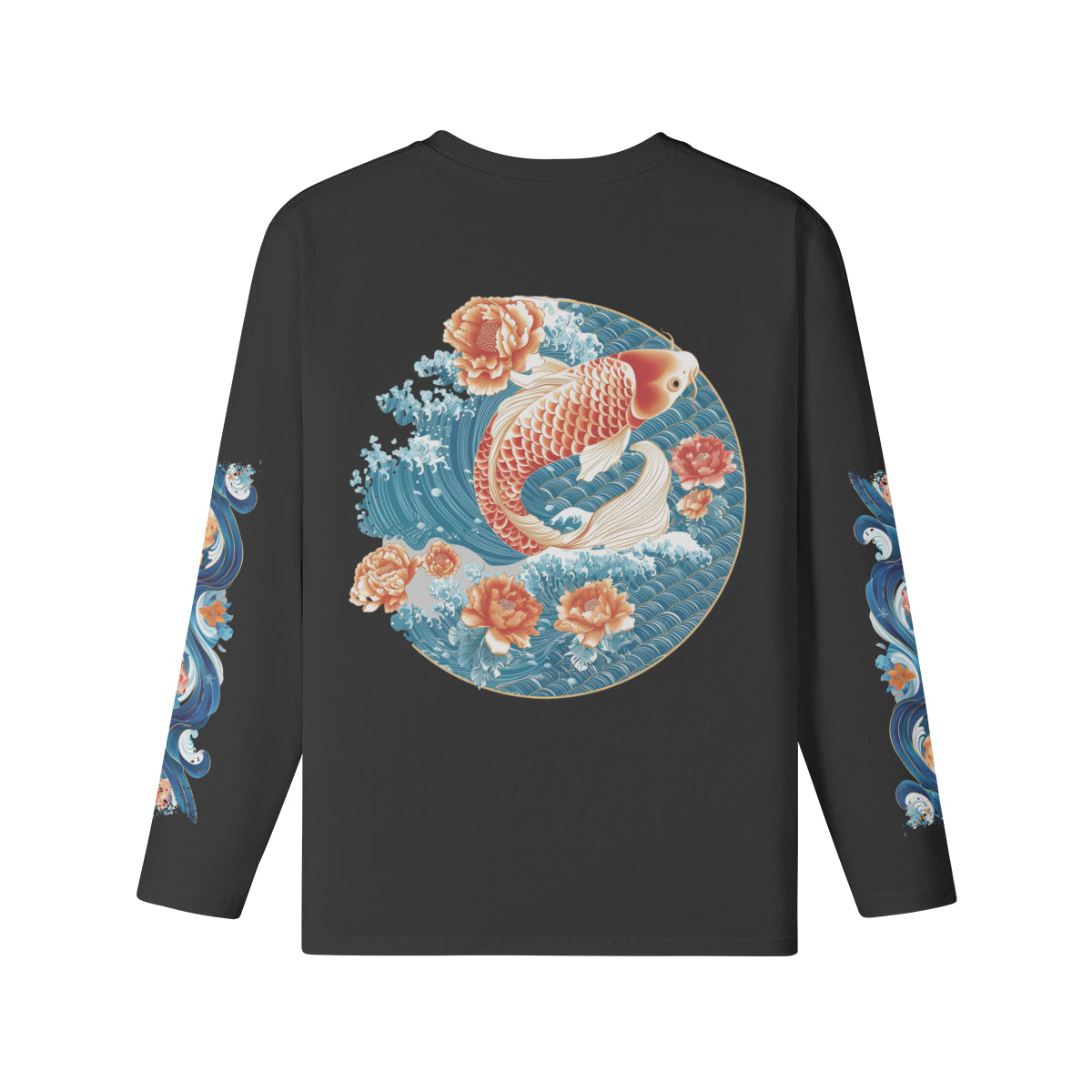 Langarmshirt mit Koi und Japan Wave print Bio-Baumwolle-ASIA-Shirts