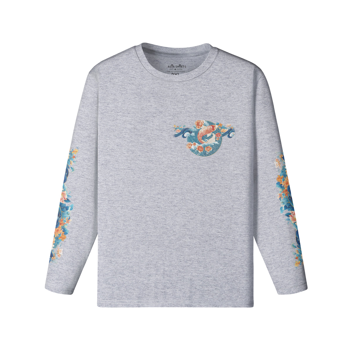 Langarmshirt mit Koi und Japan Wave print Bio-Baumwolle-ASIA-Shirts