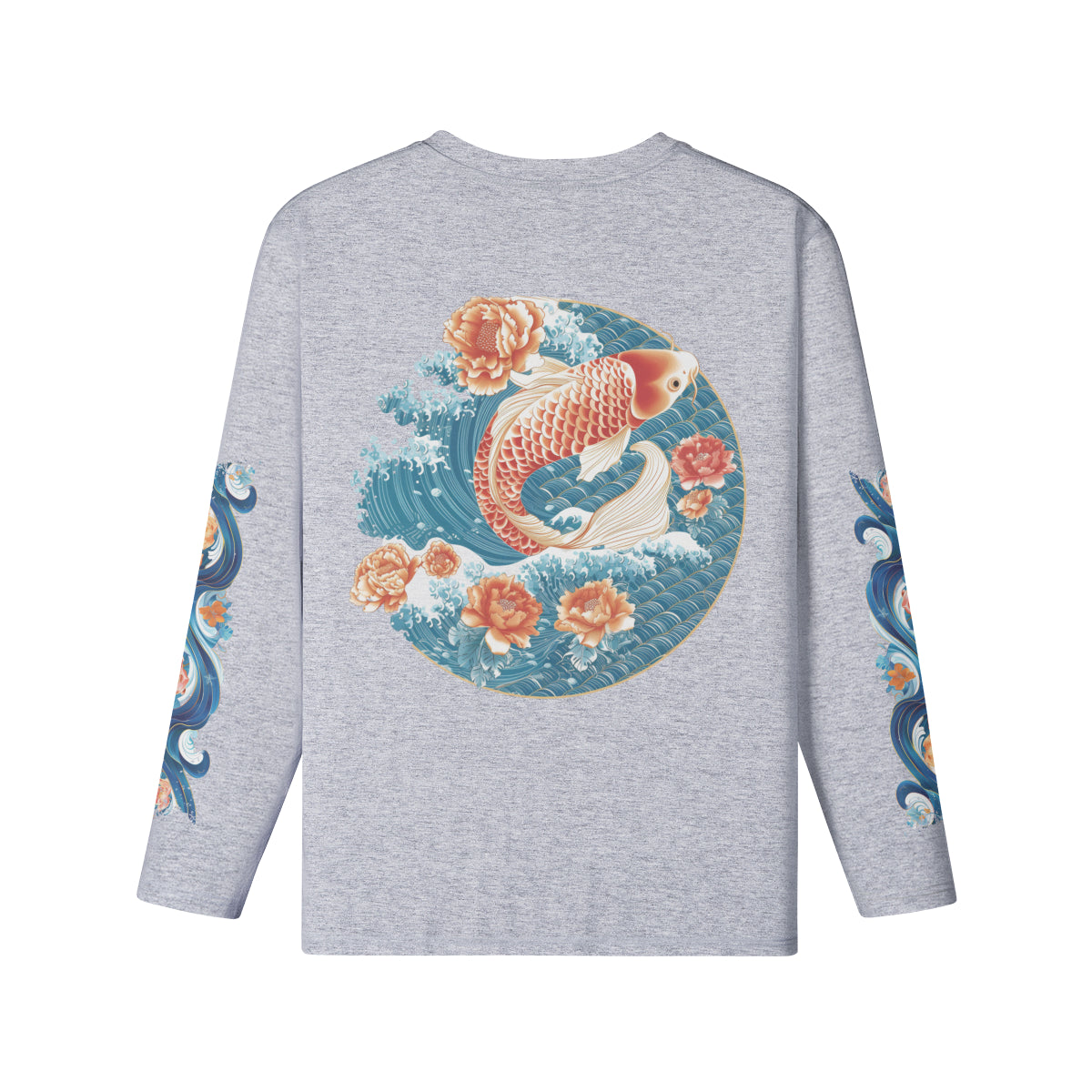 Langarmshirt mit Koi und Japan Wave print Bio-Baumwolle-ASIA-Shirts