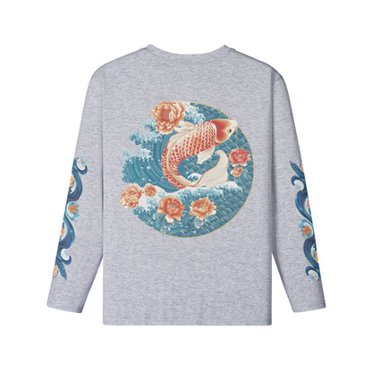 Langarmshirt mit Koi und Japan Wave print Bio-Baumwolle-ASIA-Shirts