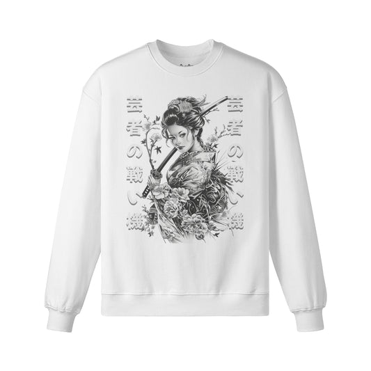 Heavy Oversized Sweatshirt mit Geisha - Sword print-ASIA-Shirts ASIA-Shirts