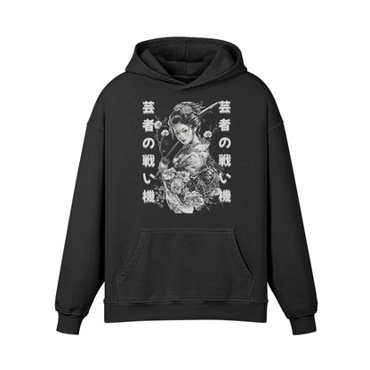 Premium Hoodie washed out look Geisha mit Schwert print-ASIA-Shirts