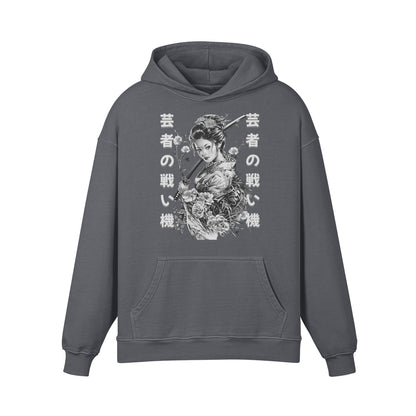 Premium Hoodie washed out look Geisha mit Schwert print-ASIA-Shirts
