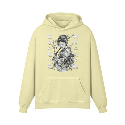 Premium Hoodie washed out look Geisha mit Schwert print-ASIA-Shirts