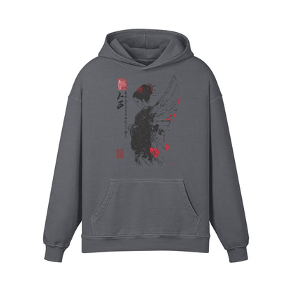 Premium Hoodie washed out look mit "Geisha Engel" print-ASIA-Shirts