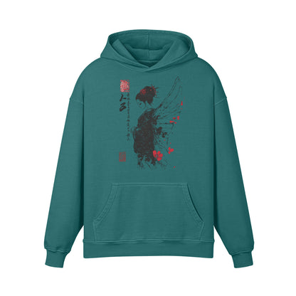 Premium Hoodie washed out look mit "Geisha Engel" print-ASIA-Shirts