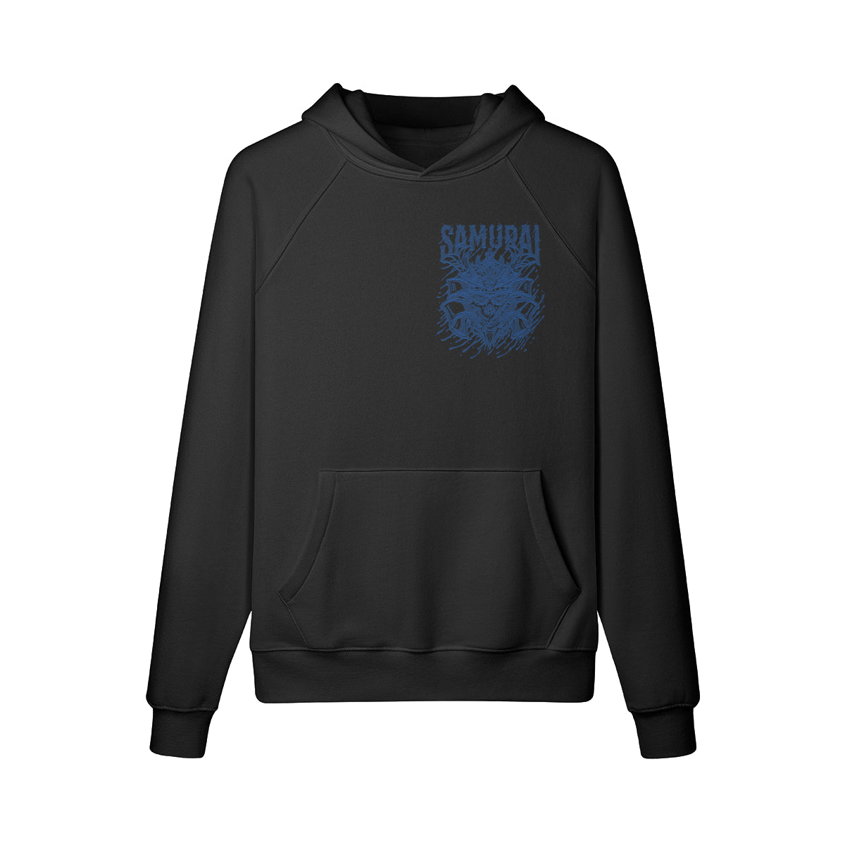 Kuscheliger Hoodie mit blauem Samurai print-ASIA-Shirts