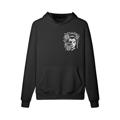 Kuscheliger Hoodie Innenseite mit Sweatfleece Skull Geisha print-ASIA-Shirts