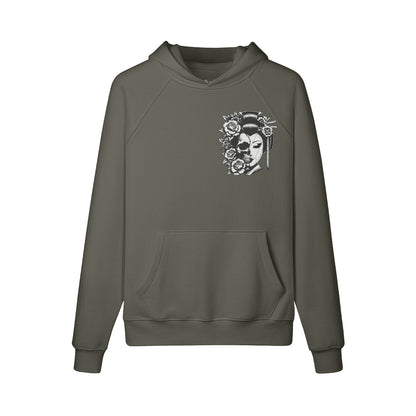 Kuscheliger Hoodie Innenseite mit Sweatfleece Skull Geisha print-ASIA-Shirts