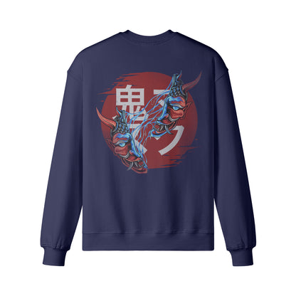 Heavyweight Oversized Sweatshirt Oni Mask Japan Kunst-ASIA-Shirts