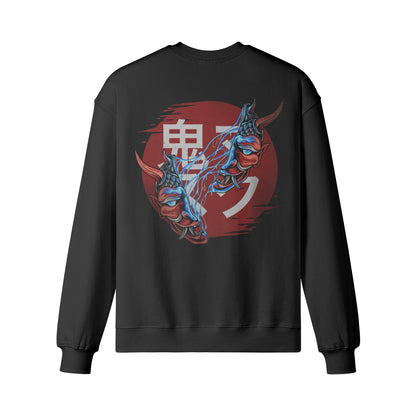Heavyweight Oversized Sweatshirt Oni Mask Japan Kunst-ASIA-Shirts