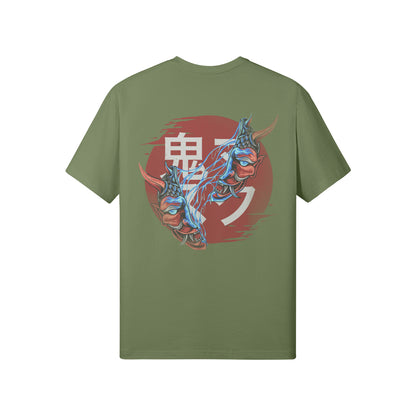 Print T-Shirt Oni Mask Vorder Rückseite Design-ASIA-Shirts