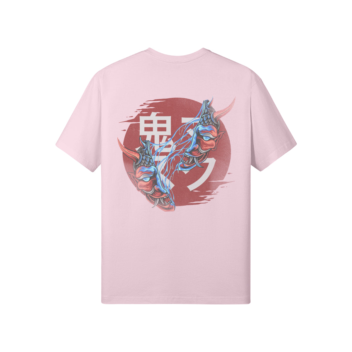 Print T-Shirt Oni Mask Vorder Rückseite Design-ASIA-Shirts