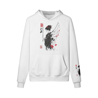 Kuscheliger Hoodie mit tollem Geisha Engel vorder - rückseite - ärmel print-ASIA-Shirts