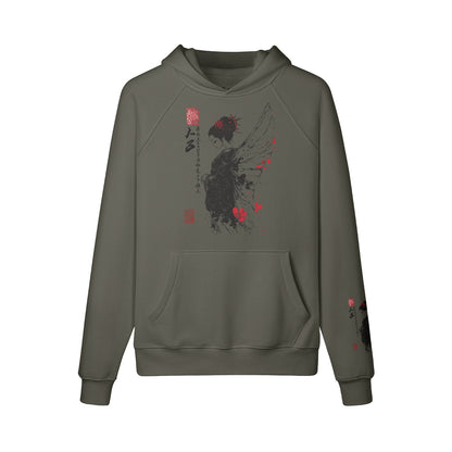 Kuscheliger Hoodie mit tollem Geisha Engel vorder - rückseite - ärmel print-ASIA-Shirts