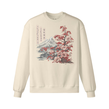 Heavyweight Oversized Sweatshirt - Sakura Blossom Japan Art-ASIA-Shirts