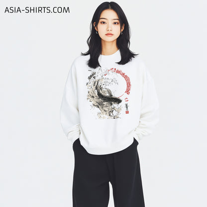 Sweatshirt Heavy Oversized - Print Koi Japan Art-ASIA-Shirts