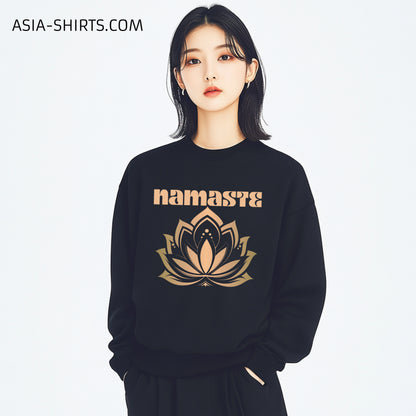 Heavy Oversized Sweatshirt mit Namaste und Lotusblüten print-ASIA-Shirts