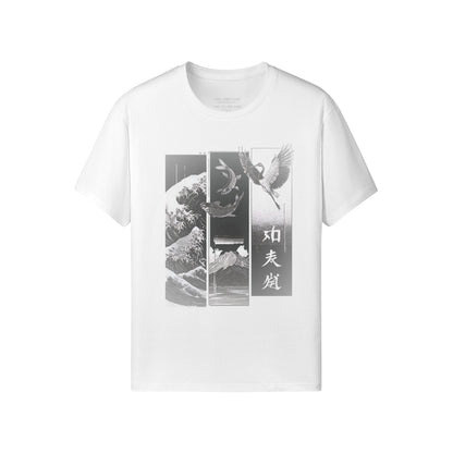 Koi & Crane Dark - Edition T-Shirt – Indigo Blue – Japan Art – Ansicht 7