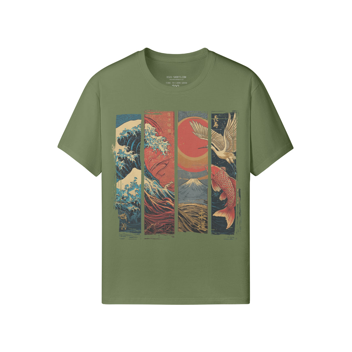 Koi & Crane – Red Sun Edition T-Shirt – Eclipse Gray – Japan Art – Ansicht 9