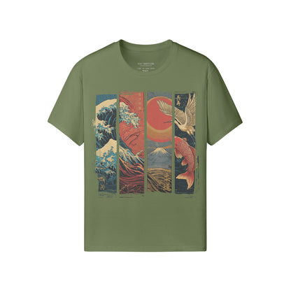 Koi & Crane – Red Sun Edition T-Shirt – Eclipse Gray – Japan Art – Ansicht 9