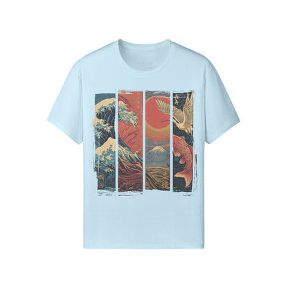 Koi & Crane – Red Sun Edition T-Shirt – Eclipse Gray – Japan Art – Ansicht 14