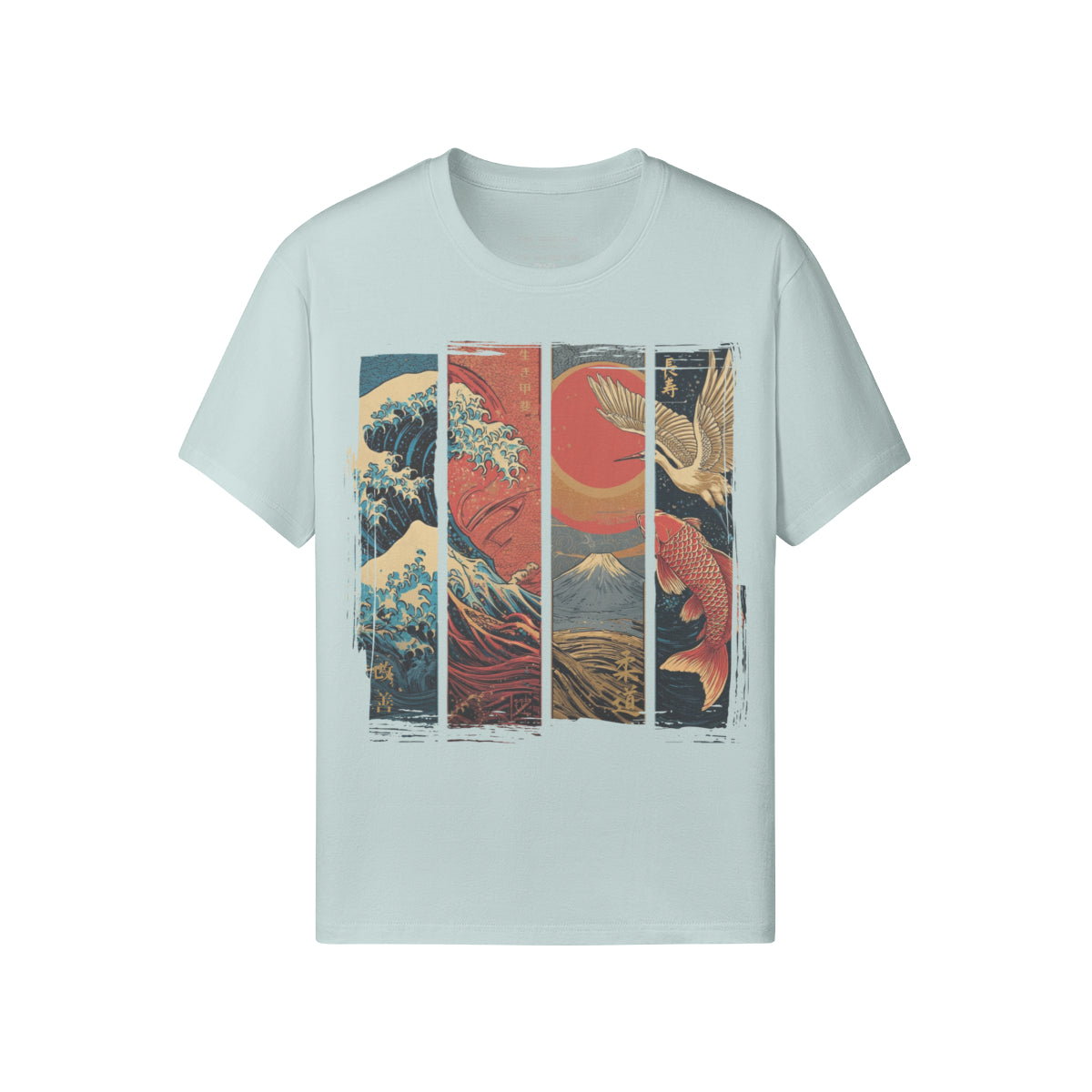 Koi & Crane – Red Sun Edition T-Shirt – White – Japan Art – Ansicht 15
