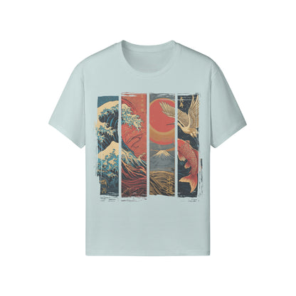 Koi & Crane – Red Sun Edition T-Shirt – White – Japan Art – Ansicht 15