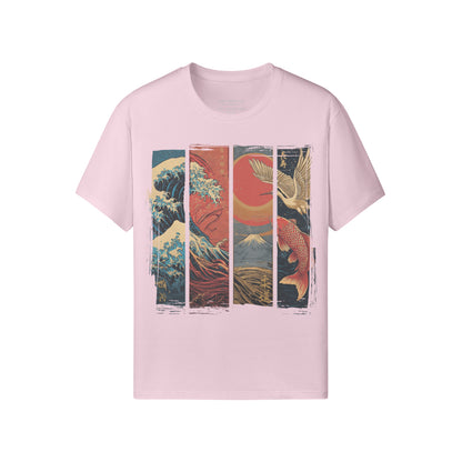 Koi & Crane – Red Sun Edition T-Shirt – White – Japan Art – Ansicht 17