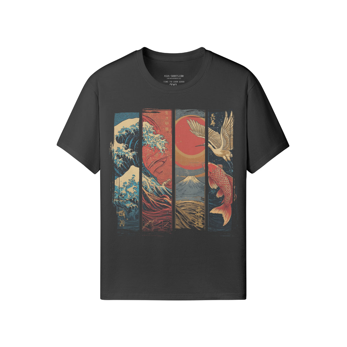 Koi & Crane – Red Sun Edition T-Shirt – Eclipse Gray – Japan Art – Ansicht 8