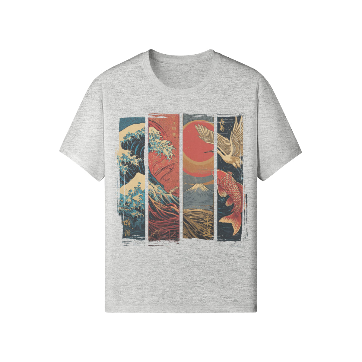Koi & Crane – Red Sun Edition T-Shirt – White – Japan Art – Ansicht 18