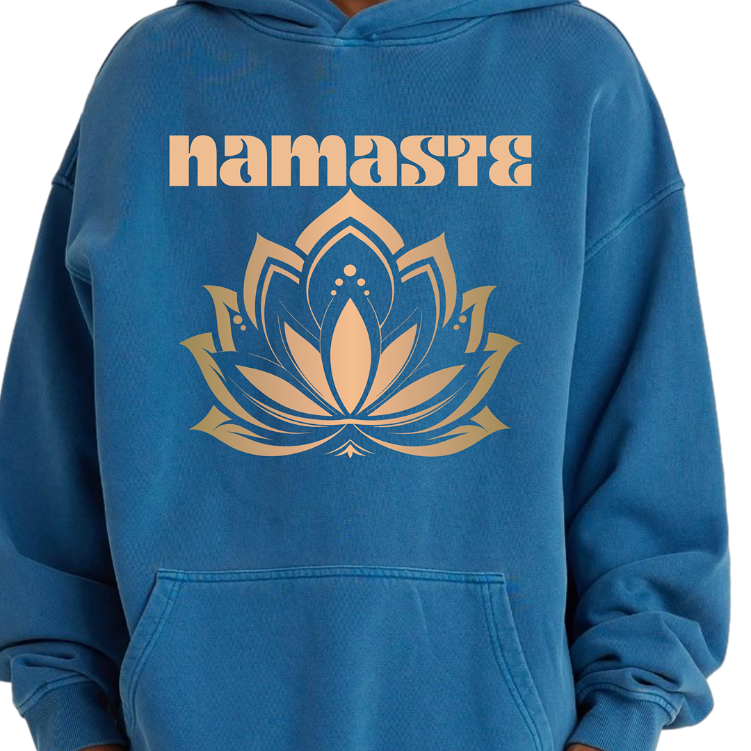 Asia Spirit Namaste Lotus Retro Oversized Hoodie Namaste Relax Hoodie