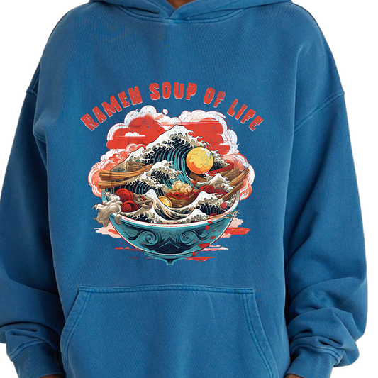 Retro Ramen Hoddie - Ramen Soup of Life Oversized Retro Hoodie, Vintage Ramen Hoodie