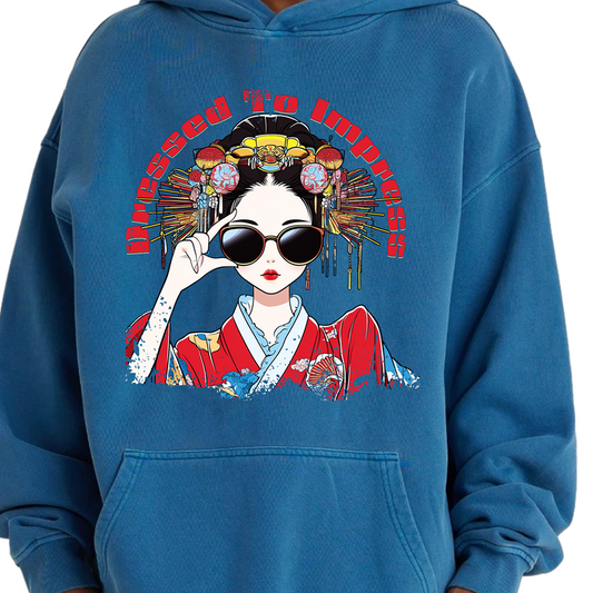 Geisha funny Japan Style Dress to impress Oversized Retro Hoodie, Vintage Geisha Hoodie "Dress to Impress"