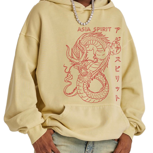 Asia Spirit Drache Japan Design Retro Hoodie Oversized