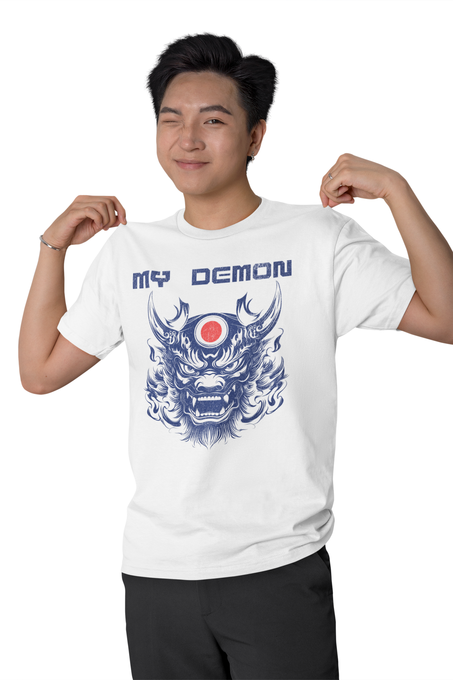 My Demon Retro Shirt Japan Style Oni Mask Classic Fit - Crew Neck T-Shirt