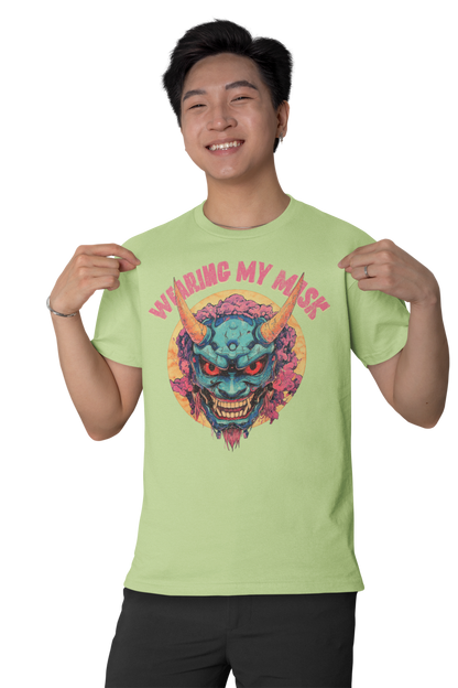 Retro Oni Mask Shirt "Wearing my Mask" Classic Fit - Crew Neck T-Shirt Oni Mask