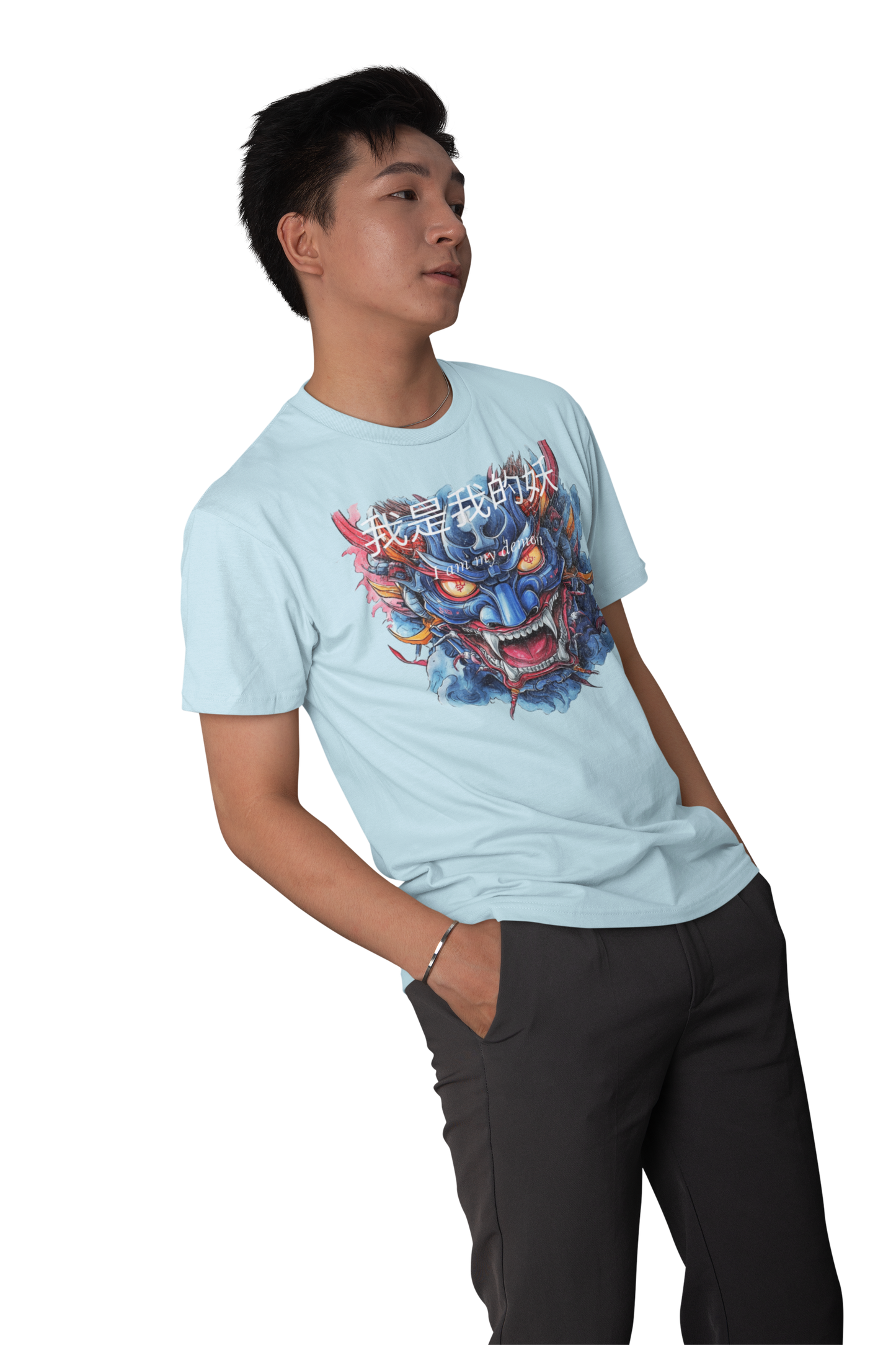 Classic Fit - Crew Neck T-Shirt Retro Oni Mask - my demon