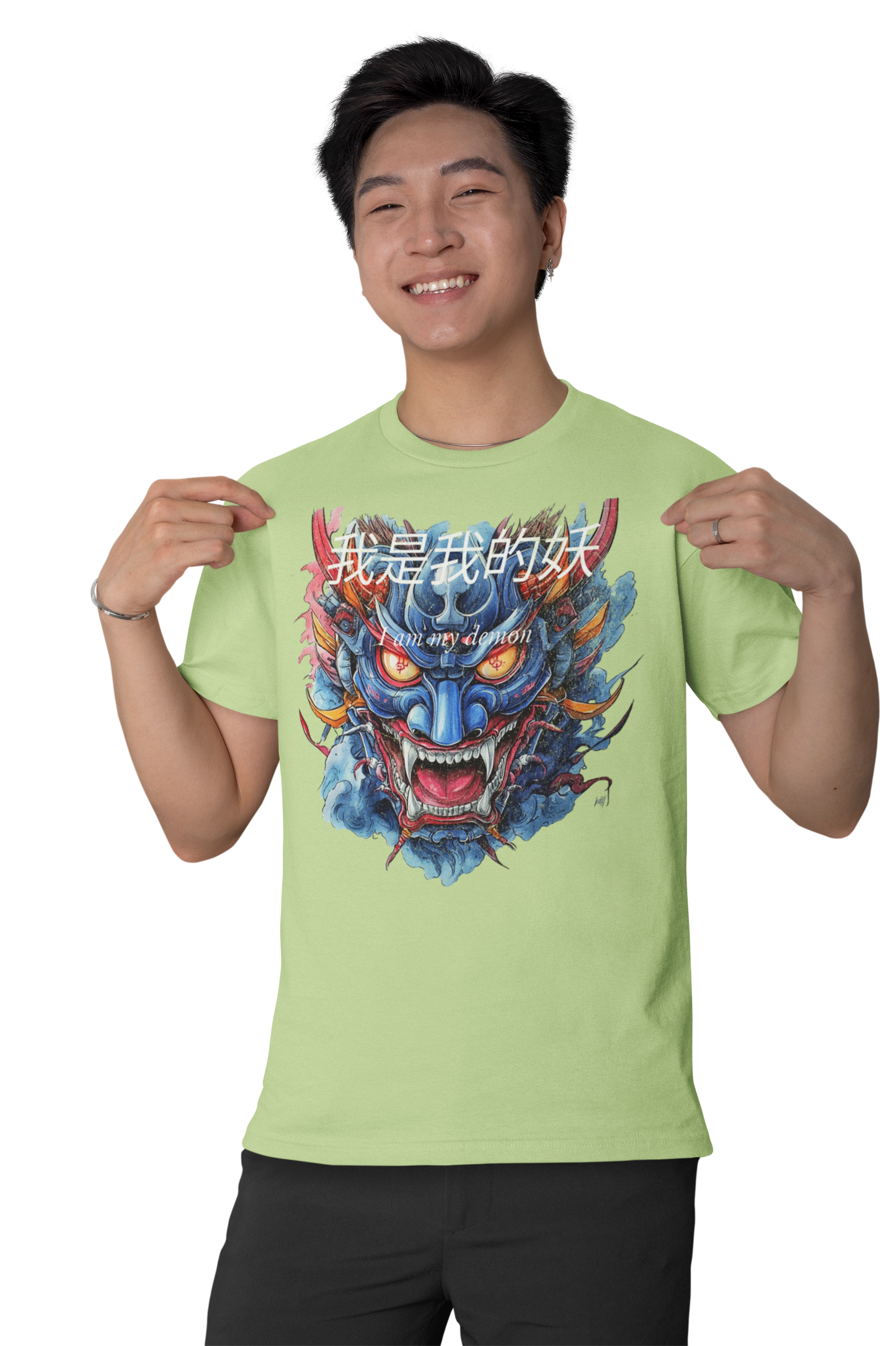 Classic Fit - Crew Neck T-Shirt Retro Oni Mask - my demon