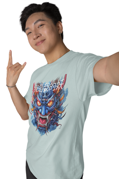 Classic Fit - Crew Neck T-Shirt Retro Oni Mask - my demon