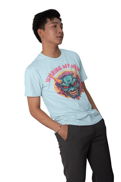 Retro Oni Mask Shirt "Wearing my Mask" Classic Fit - Crew Neck T-Shirt Oni Mask