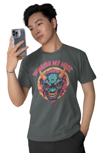 Retro Oni Mask Shirt "Wearing my Mask" Classic Fit - Crew Neck T-Shirt Oni Mask