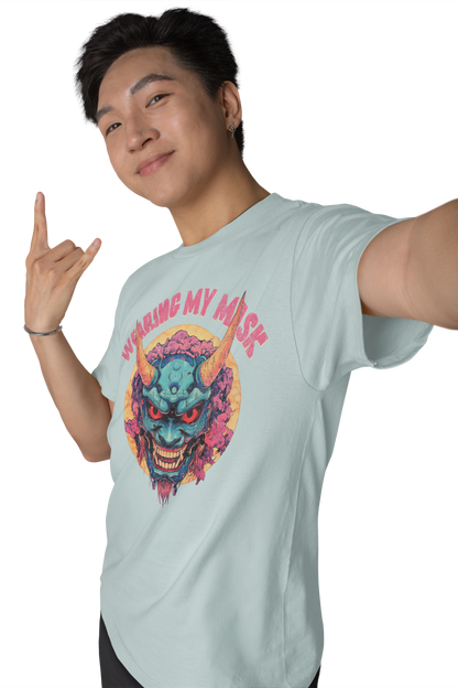 Retro Oni Mask Shirt "Wearing my Mask" Classic Fit - Crew Neck T-Shirt Oni Mask